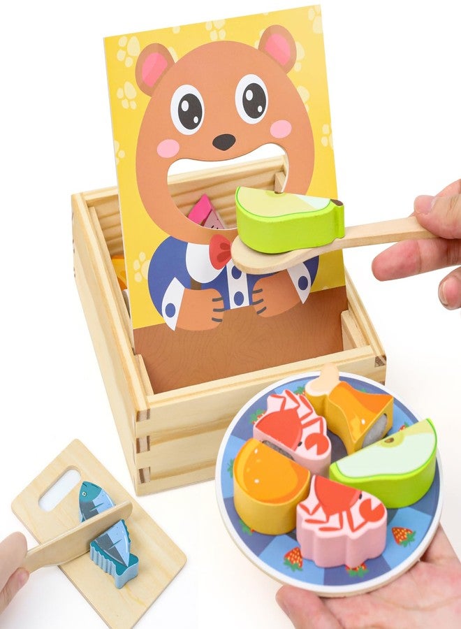 XPIY Wooden Baby Feeding Toy-Montessori Pretend Play Food Set for Toddlers 1-3 Safe Non-Toxic Wooden Cutting Food Toy Fruits Vegetables Perfect for Play Kitchen Food Pretend Play for Kids Boy Girl Gift - Image 1